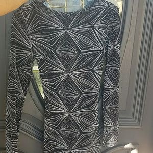 Black and Silver Short Long Sleeve Bodycon Dress